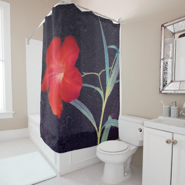 Rustic Red Flower Breeze Shower Curtain (In Situ)