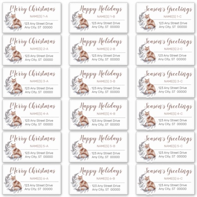 Rustic Red Fox Christmas Holiday Address Labels (Front)