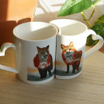 Rustic Red foxes, Personalised Couple's Names Coffee Mug Set<br><div class="desc">His and Her foxy heart shaped, personalised coffee mugs is perfect for a unique quote / saying, or funny message. Easily add a name or monogram. Red, gold, evergreen watercolor is perfect for a Valentines, wedding, birthday, newlyweds, or anniversary gift. Cute red fox coffee mugs are versatile for rustic, forest,...</div>