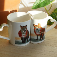 Rustic Red foxes, Personalised Couple's Names
