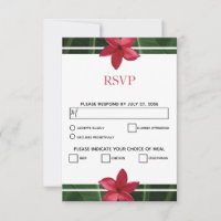 Rustic Red Frangipani Plumeria RSVP Cards