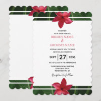 Rustic Red Frangipani Plumeria Wedding Invitations