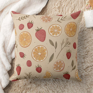 Rustic Red Fruit and Citrus on Aged Beige Cushion