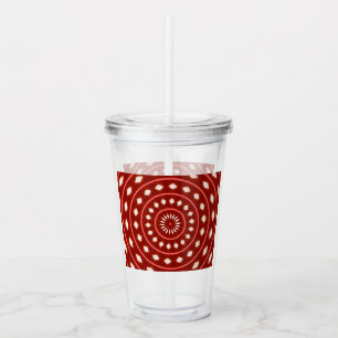 Rustic Red Geometric Sunburst Abstract Art Acrylic Tumbler