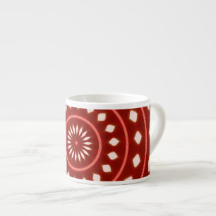 Rustic Red Geometric Sunburst Abstract Art Espresso Cup