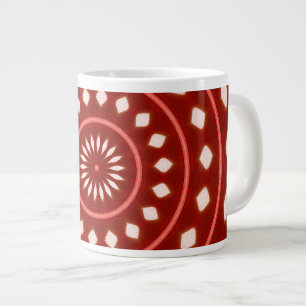 Rustic Red Geometric Sunburst Abstract Art Large Coffee Mug