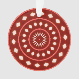 Rustic Red Geometric Sunburst Abstract Art Ornament
