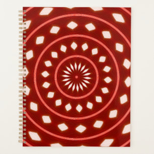 Rustic Red Geometric Sunburst Abstract Art Planner