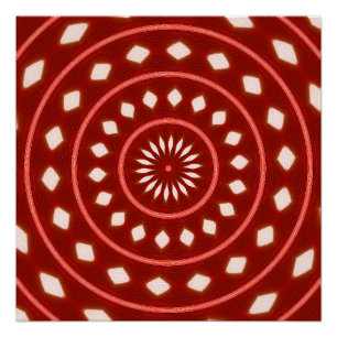 Rustic Red Geometric Sunburst Abstract Art Poster