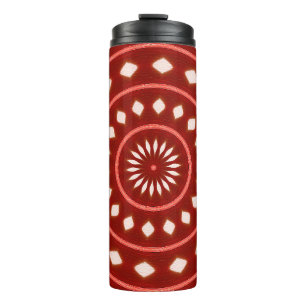 Rustic Red Geometric Sunburst Abstract Art Thermal Tumbler
