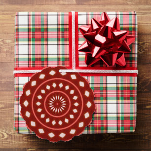 Rustic Red Geometric Sunburst Abstract Art Tree Decoration Card