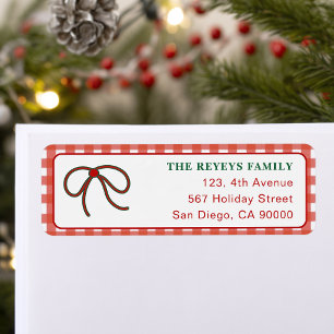 Rustic Red Gingham Christmas Return Address Label