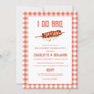 Rustic Red Gingham I Do BBQ Engagement Party Invitation