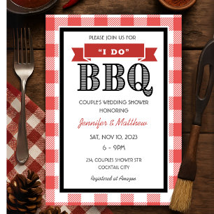 Rustic Red Gingham I Do BBQ Wedding Couples Shower Invitation