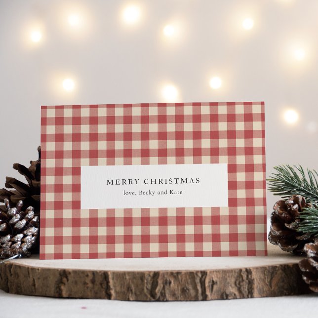 Rustic Red Gingham Modern Christmas Holiday Card (Creator Uploaded)