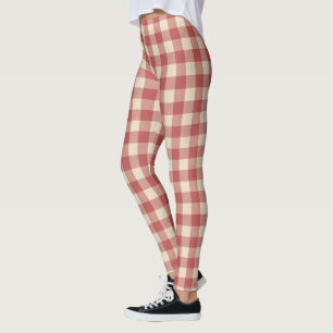 Rustic Red Gingham Modern Christmas Leggings