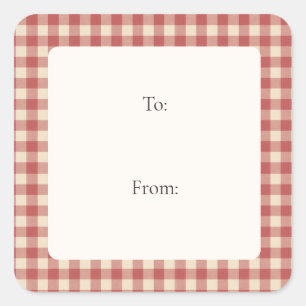 Rustic Red Gingham Modern Christmas Square Sticker