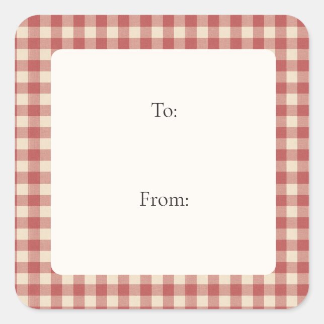 Rustic Red Gingham Modern Christmas Square Sticker (Front)