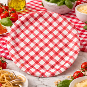 Rustic Red Gingham Paper Plate