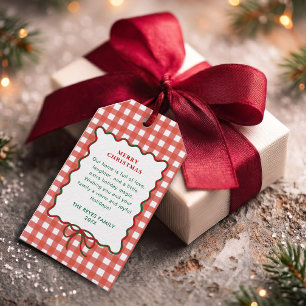 Rustic Red Gingham Plaid Christmas Gift Tags