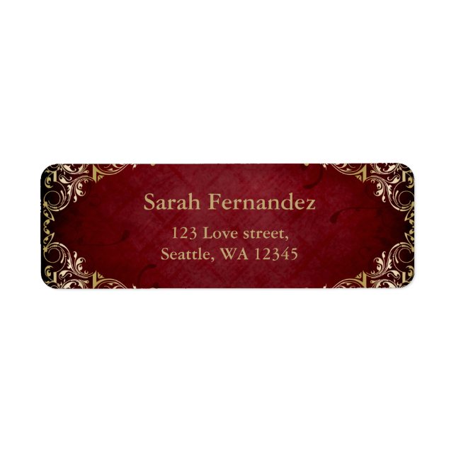 rustic red gold frame label return address label (Front)