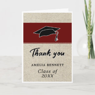 Rustic Red Graduate Cap Graduation Thank you Card