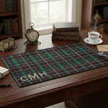 Rustic Red Green & Black Tartan Plaid Monogram Desk Mat<br><div class="desc">Protect your desktop in personalised style with this custom plaid desk mat. Featuring a classic red, green, and black Scottish tartan pattern, this large mousepad desk mat is the perfect accessory for your home office or gaming setup. The durable, non-slip rubber base and smooth fabric surface provide a comfortable and...</div>