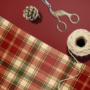 Rustic Red Green Tan Masculine Wrapping Paper