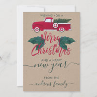 Rustic Red Green Truck Leaves Christmas Party