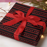 Rustic Red Heart Romantic Scandi Wrapping Paper<br><div class="desc">A romantic red heart design on a black background.</div>