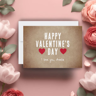 Rustic Red Hearts Happy Valentine's Day Boyfriend Holiday Card