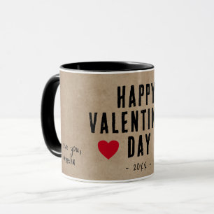 Rustic Red Hearts Happy Valentine's Day Boyfriend  Mug
