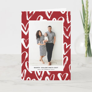 Rustic Red Hearts Pattern Happy Valentine's Day Holiday Card