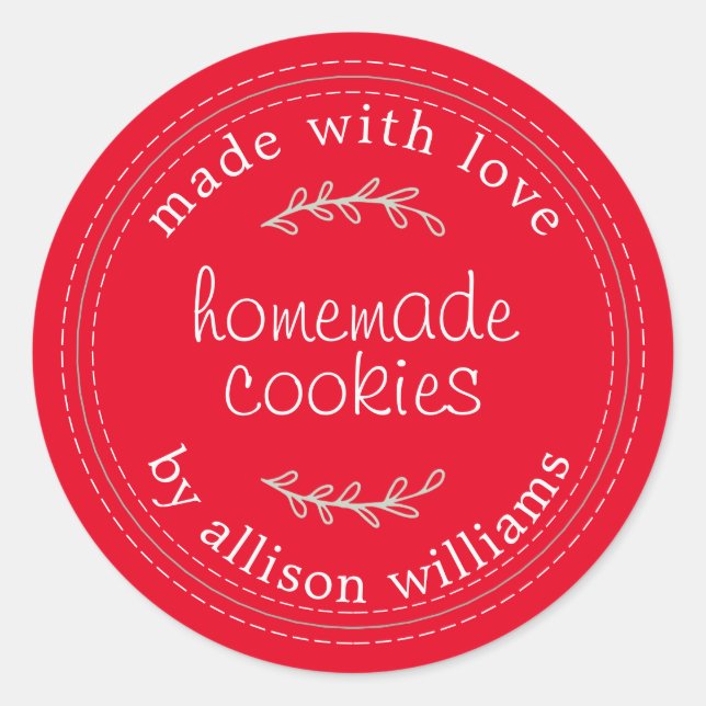 Rustic Red Homemade Cookies Label (Front)