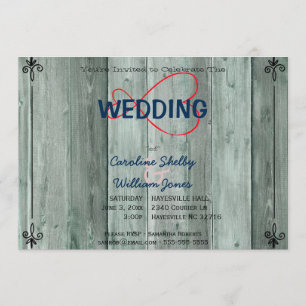 Rustic Red Infinity Heart Wedding Invitation