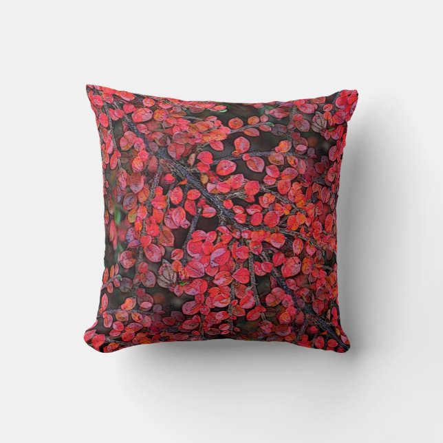 Rustic Red Leaves Cushion (Front)