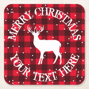 Rustic red lumberjack buffalo plaid country chic s square paper coaster