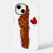 Rustic Red Maple Leaf Grunge Stripe Gold Star Desi
