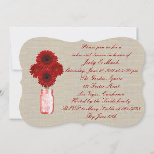 Rustic Red Mason Jar Rehearsal Dinner Invitation