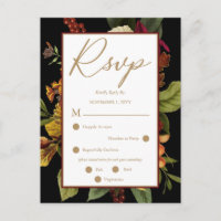 Rustic Red | Orange Floral Bouquet RSVP Postcard