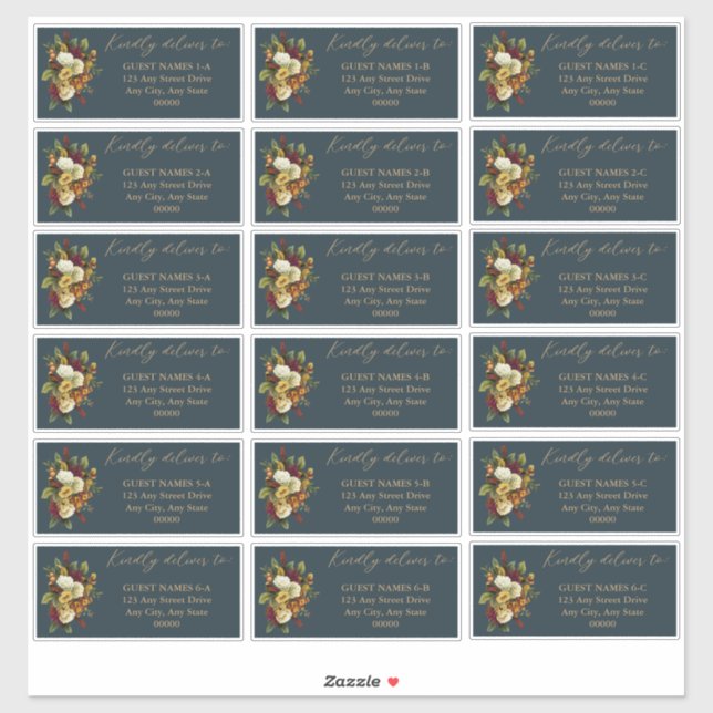 Rustic Red | Orange Floral Wedding Guest Address   (Sheet)