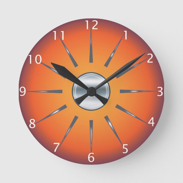 Rustic Red Orange Wall Clock (Front)