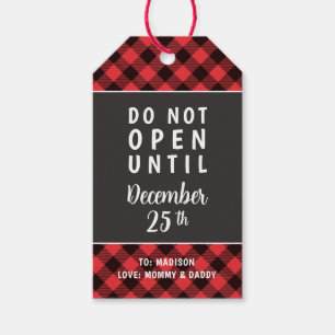 Rustic Red Paid Do Not Open Until Christmas Gift Tags