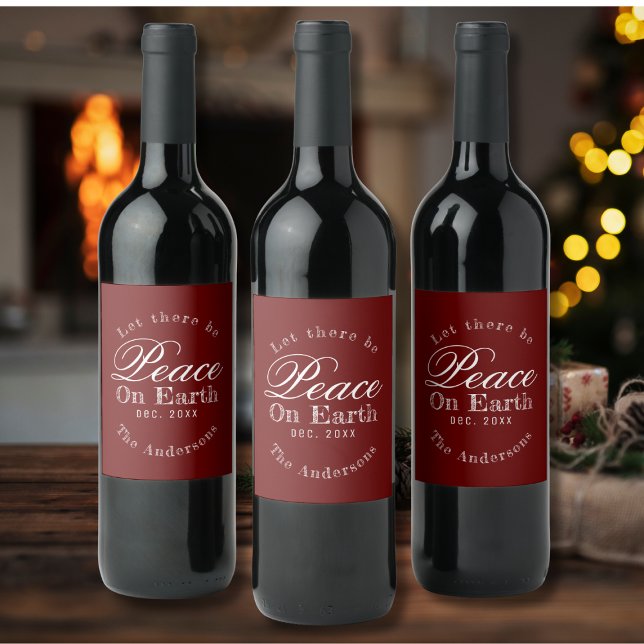 Rustic Red Peace On Earth Personalised Wine Label (Creator Uploaded)