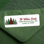 Rustic Red Plaid Christmas Trees Return Address Return Address Label<br><div class="desc">This rustic holiday return address label features trendy red plaid and green Christmas trees above your message Merry Christmas. A cute and traditional look that is currently in style again,  these festive labels are perfect for a family who likes a classic and nostalgic design.</div>