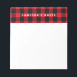 Rustic Red Plaid Pattern Personalised Notepad<br><div class="desc">Customisable note pad featuring rustic,  stylish and classic red plaid pattern. Other colours are available.</div>