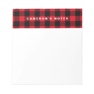 Rustic Red Plaid Pattern Personalised Notepad