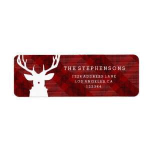 Rustic Red Plaid Reindeer Address Labels