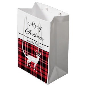 Rustic Red Plaid Stag Christmas Medium Gift Bag