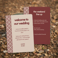Rustic Red Plaid Wedding Itinerary Timeline Card